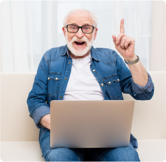 Old man with notebook